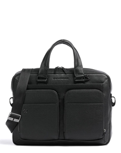 Портфель Black Square 15 дюймов из мелкозернистой яловой кожи, черный Piquadro