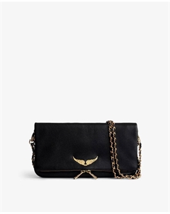 Средний черный кожаный клатч Rock Rock Zadig&voltaire