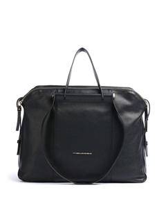 Круглый портфель 14″ из мелкозернистой яловой кожи Piquadro, черный