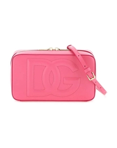 Кожаная сумка для фотоаппарата с логотипом Dolce & Gabbana, розовый Dolce&gabbana