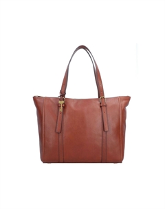 Сумка-шоппер Carlie кожаная 34 см, коричневый Fossil