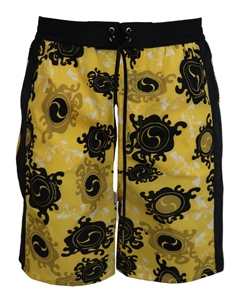 Желтые шорты для плавания с принтом в виде блоков, боксеры Dsquared2