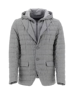 Элегантная льняная куртка-бомбер со съемным капюшоном, серый Herno