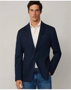 Классический мужской пиджак из ткани пике, тёмно-синий Hackett