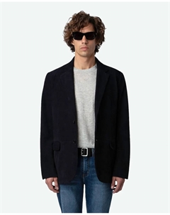 Мужской пиджак прямого покроя Valfried из синей замши, тёмно-синий Zadig&voltaire