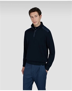 Мужской контрастный свитер с полумолнией, тёмно-синий Paul & shark