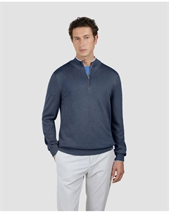 Мужской шелковый свитер с застежкой-молнией на половину длины, синий Paul & shark