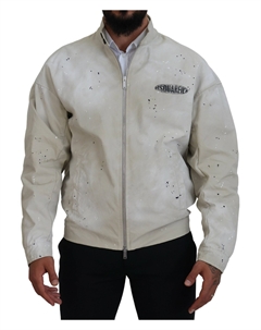 Бежевая клетчатая хлопковая куртка-бомбер на молнии Dsquared2