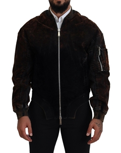 Коричневый хлопковый бомбер с карманами на молнии и рукавами Dsquared2