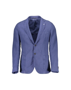 Элегантный пиджак из хлопка и льна с длинными рукавами, синий Gant