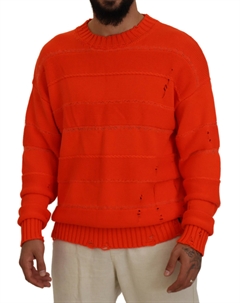 Оранжевый хлопковый мужской свитер с длинными рукавами Dsquared2