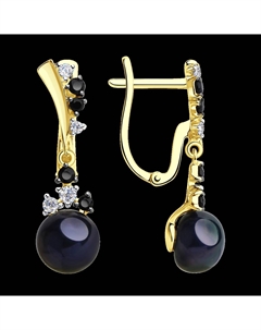 Серьги из желтого золота с жемчугом и фианитами Sokolov