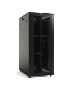 Шкаф серверный Hyperline TTBR-4281-DD-RAL9004 напольный, перфорированная двустворчатая передняя дверь, 42U, 800x2055x1000 мм