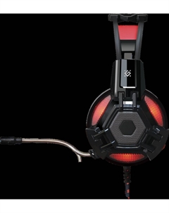 Проводная гарнитура Lester, 2xJack 3.5mm/USB, красный/черный (64541) Defender