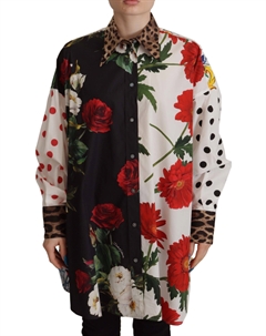 Рубашка с разноцветным цветочным принтом в горошек и леопардовым принтом Dolce&gabbana