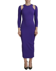 Платье макси-облегающего кроя из фиолетовой вискозы с длинными рукавами Dsquared2