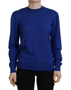 Синий повседневный свитер с длинными рукавами и круглым вырезом Dsquared2