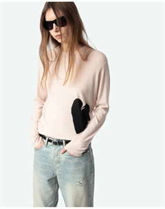 Pravis 100% кашемировый женский свитер с сердцем, розовый Zadig&voltaire