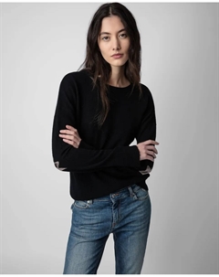 Женский кашемировый свитер Cici Patch с заплатками на локтях, черный Zadig&voltaire