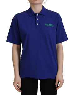 Футболка-поло с короткими рукавами и синим воротником с надписями Dsquared2