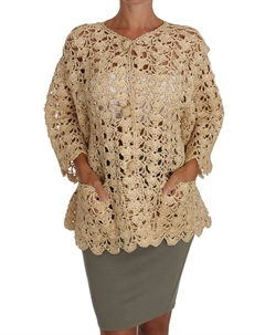 Шикарный бежевый кардиган из рафии, связанный крючком Dolce&gabbana