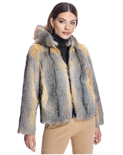 Женская куртка из меха лисы с капюшоном, цвет Natural Maximilian