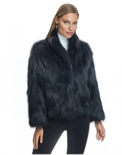 Женская куртка из лисьего меха с высоким воротником, черный Maximilian