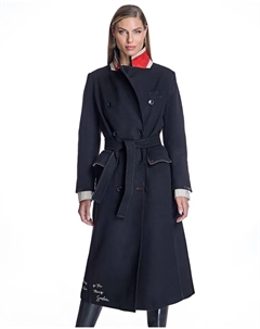 Женское шерстяное пальто с персонажами и поясом, черный Maximilian