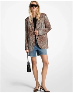 Женский блейзер оверсайз с принтом гепарда, коричневый Michael michael kors