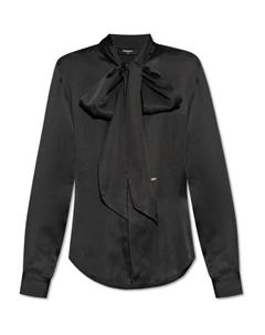 Блузка с декоративным бантом на вырезе., черный Dsquared2