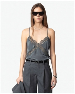 Женский шелковый топ Cishi с кружевом, светло-зеленый Zadig&voltaire