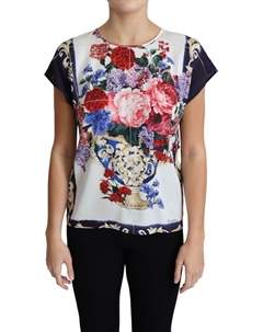 Элегантная блузка из смесового шелка с цветочным принтом, мультиколор Dolce&gabbana