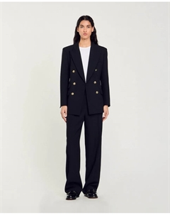 Женский пиджак с двубортной застежкой на пуговицы, черный Sandro