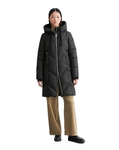 Длинный женский пуховик с капюшоном и водоотталкивающей поверхностью, черный Marc o'polo