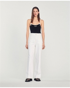 Женские прямые брюки с завышенной талией на молнии, белый Sandro