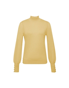 Женский шерстяной свитер с высоким воротником и пышными рукавами, желтый Deep breath