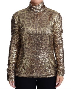 Водолазка с пайетками и застежкой-молнией коричневого цвета Dolce&gabbana