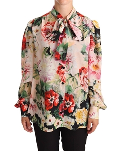 Элегантная блузка из шелка с цветочным узором, мультиколор Dolce&gabbana