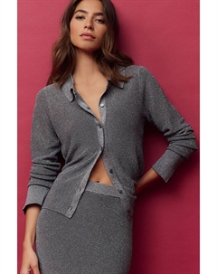 Кофта трикотажная блузка с воротником на пуговицах, серый Next