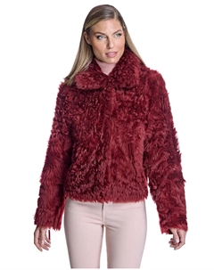 Женская двусторонняя куртка из меха ягненка, красный Maximilian