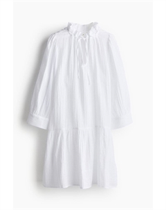 Хлопковое платье с завязками, белый H&m