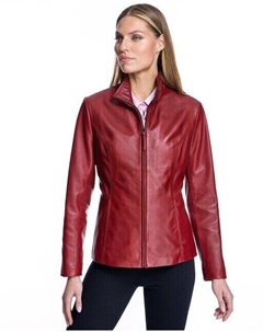 Женская приталенная кожаная куртка на молнии, гранатовый Maximilian