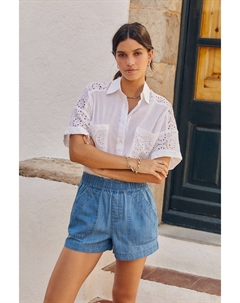 Легкие джинсовые шорты без застежки с эластичной талией, синий Next