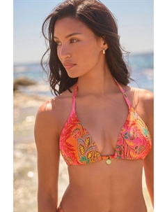 Двусторонний верх бикини с треугольными чашками и ярким блеском, розовый Next