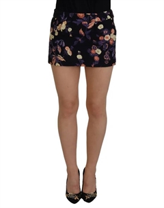 Черная мини-юбка А-силуэта со средней талией и цветочной вышивкой Dsquared2