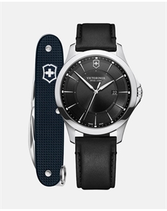 Мужские часы Victoallia V2419041 из черной кожи с карманным ножом, черный Victorinox
