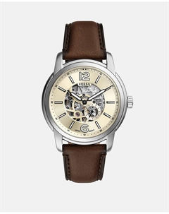 Часы мужские Heritage ME3264 с автоматическим коричневым кожаным ремешком, коричневый Fossil
