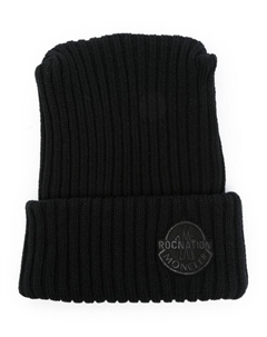 Шапка бини с нашивкой-логотипом, черный Moncler