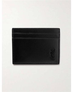 Кожаный картхолдер Cassandre с аппликацией логотипа, черный Saint laurent