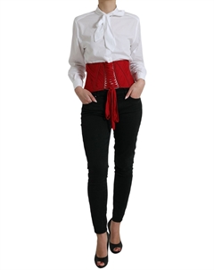 Шелковый корсетный пояс огненно-красного цвета Dolce&gabbana